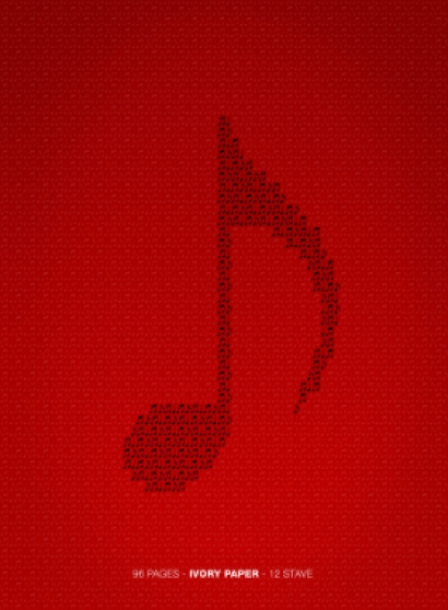 Cubierta de Cuaderno de Música con Espiral 12 líneas (Carta de Marfil)